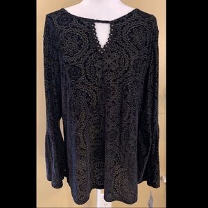 Black Paisley Print Top by Style & Co. 1X